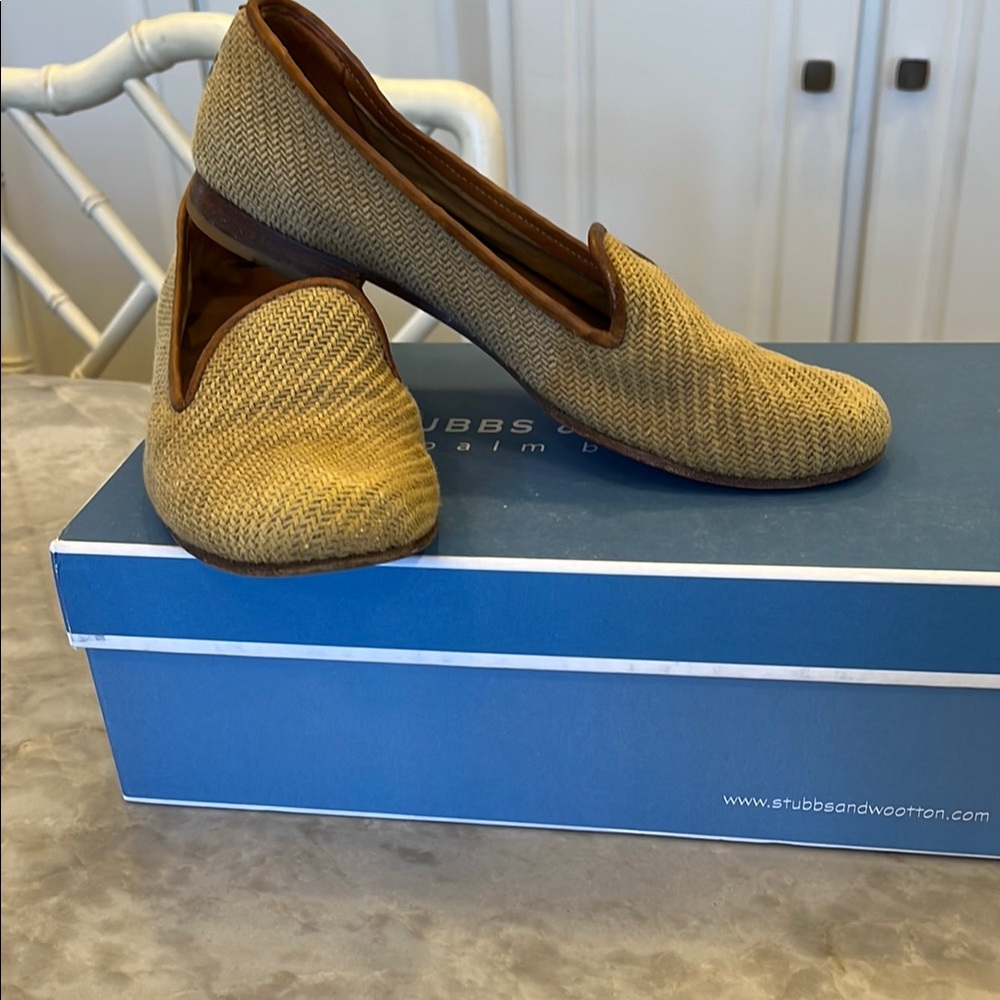 Stubbs & Wooton Natural Raffia Loafer